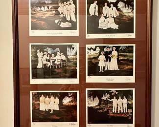GEORGE RODRIGUE 6  IN ONE FRAMED SIGNED AND NUMBERED "SCENES FROM CAJUN LIFE" 