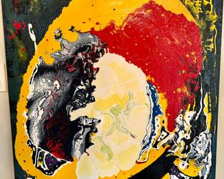 LAXMAN (MIXED MEDIA ACRYLIC & OIL ENAMEL (36 X 36") 