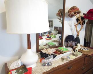 Mid Century dresser with Mid Century lamp