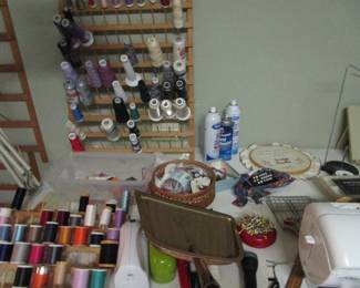Lots of thread, fabric, trims and more