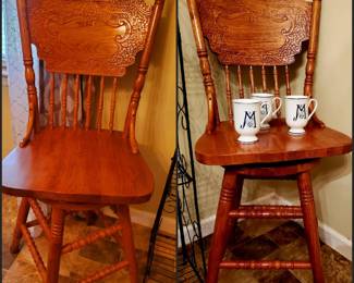 Oak swivel bar stools