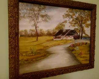 Hand painted, framed art