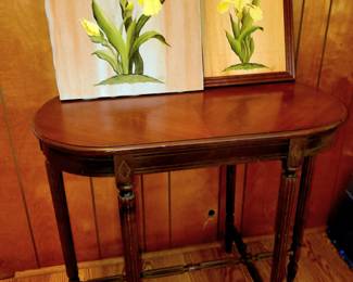 Foyer table, Iris painting by Sue Ellen Moore (Bush)