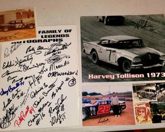 Racing legends autographs including Bobby Allison, Rusty Russell, Harvey Tollison, Eddie Spurling, & many more!