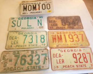Vintage Georgia license plates including dealer plates, personalized, & 1951