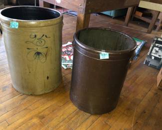 Huge antique stoneware crocks