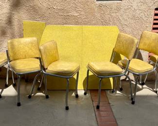 Yellow Formica Dining set w/6 chairs