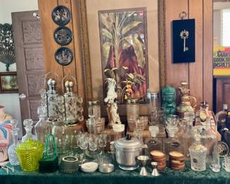 Bar ware.  Decanters & glass sets. Coasters. Ice buckets.