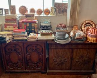MCM cabinets.  Cookbooks.  Bakeware. 