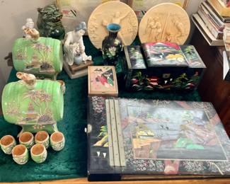 Sake barrels. Various Asian items.