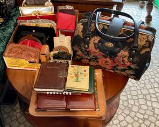 Vintage purses, wallets, address books & diary