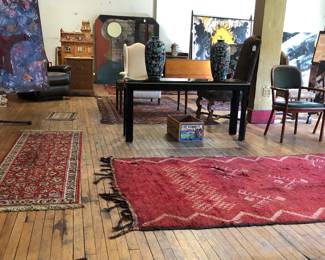 20,000 sq. ft. art gallery, warehouse, living-loft space, filled with art, books, oriental & Persian rugs, antiques etc.
Black console table and doll house are sold!