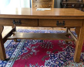 Arts and crafts golden oak desk