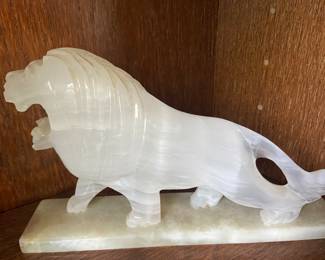 Alabaster carved Lion statue