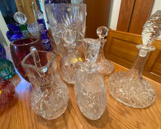 Hand Cut Lead Crystal pitcher and decanters (clear)