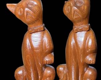 Hand Carved Cat Figures