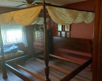 mahogany four-post canopy bed