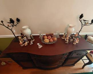 Lenox vases, candle holders, Hummel figurines