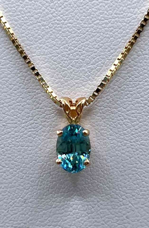 008 Blue Zircon 14K Gold Necklace