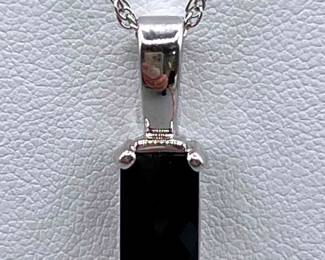 14K White Gold Black Onyx Necklace