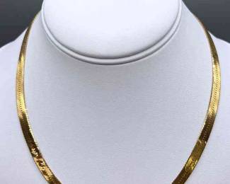 14K Yellow Gold Herringbone Necklace