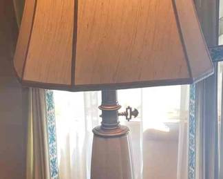 1950s Stiffel Torchiere Table Lamps With Lenox Porcelain Base Milk Glass Shade