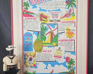 Barbados Rum Poster And Collectible Rum Bottle