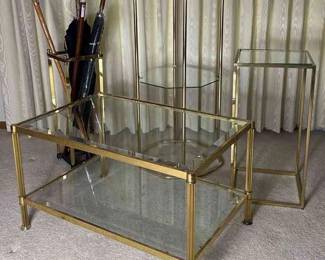 Collection Of Mid Century Brass Glass Stands