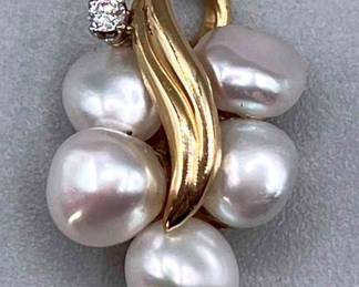 Cultured Pearl Diamond Pendant