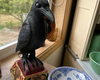Leo Smith Folk Art Crow Statue, Spode Edwardian Childhood Cereal Bowl