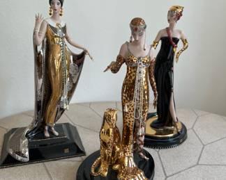 House of Art, Franklin Mint Figurines – Isis - M9537, Ocelot - M4565, Untamed Beauty - A4327