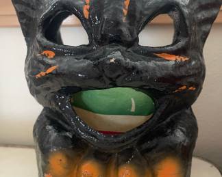 Halloween Paper Mache Black Cat Lantern