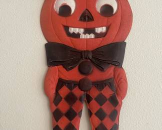 German Embossed Cardboard Die Cut Pumpkin Clown