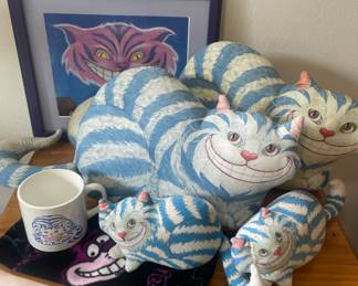 Cheshire Blue/White Cat Pillows - 2 Medium, 2 Small
