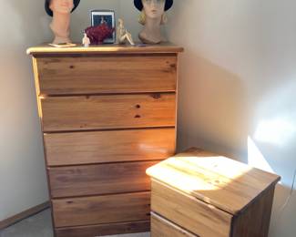 Matching Pine Bedroom Set - Five Drawer Dresser, 2 - Two Drawer Night Stands, Armoire