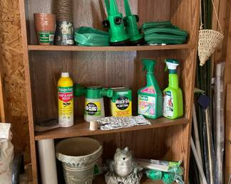 Assortment of Gardening Tools and Chemicals