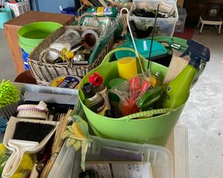 Assortment of Gardening Tools and Chemicals