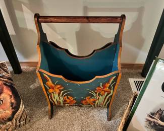 Floral Painted Magazine Rack