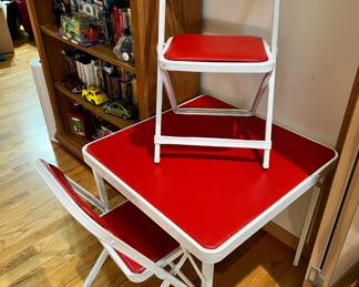 Children's Red/White Folding Table & Chairs