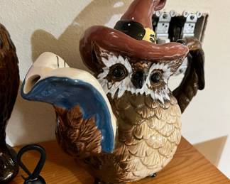 Blue Sky Clayworks Heather Goldminc Wizard Owl Teapot 