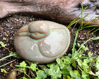 Ceramic Green/Brown Duck Sculpture