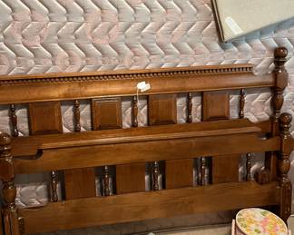 Queen bed, part of the set.  Comes with matress, box springs and rails.