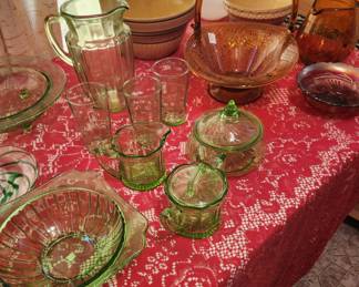 Various glass items glowing green plus