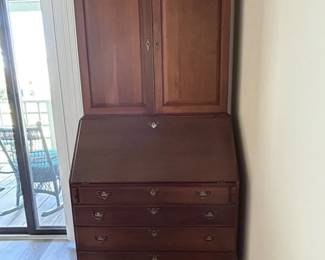 CRAFTIQUE Solid Mahogany Chippendale Secretary Desk.
