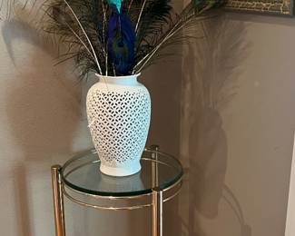 Tall brass and glass plant stand