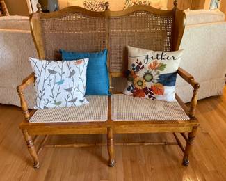 Mint condition cane bottom and back bench $125