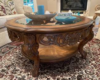 Matching coffee table, glass top 73" Diameter. $175