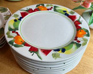 Set of eight plates by Sonoma, “Fruit Punch” pattern.