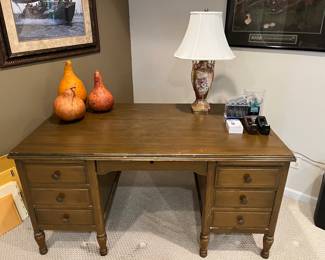 Vintage wood desk.