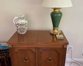 Vintage sewing cabinet (no machine). Interior shown in following photo.